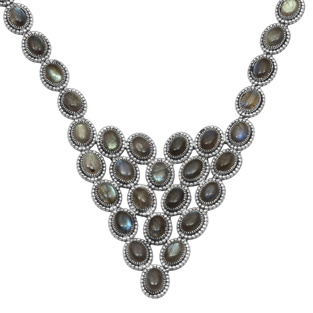 Natural Labradorite Necklace in Sterling Silver